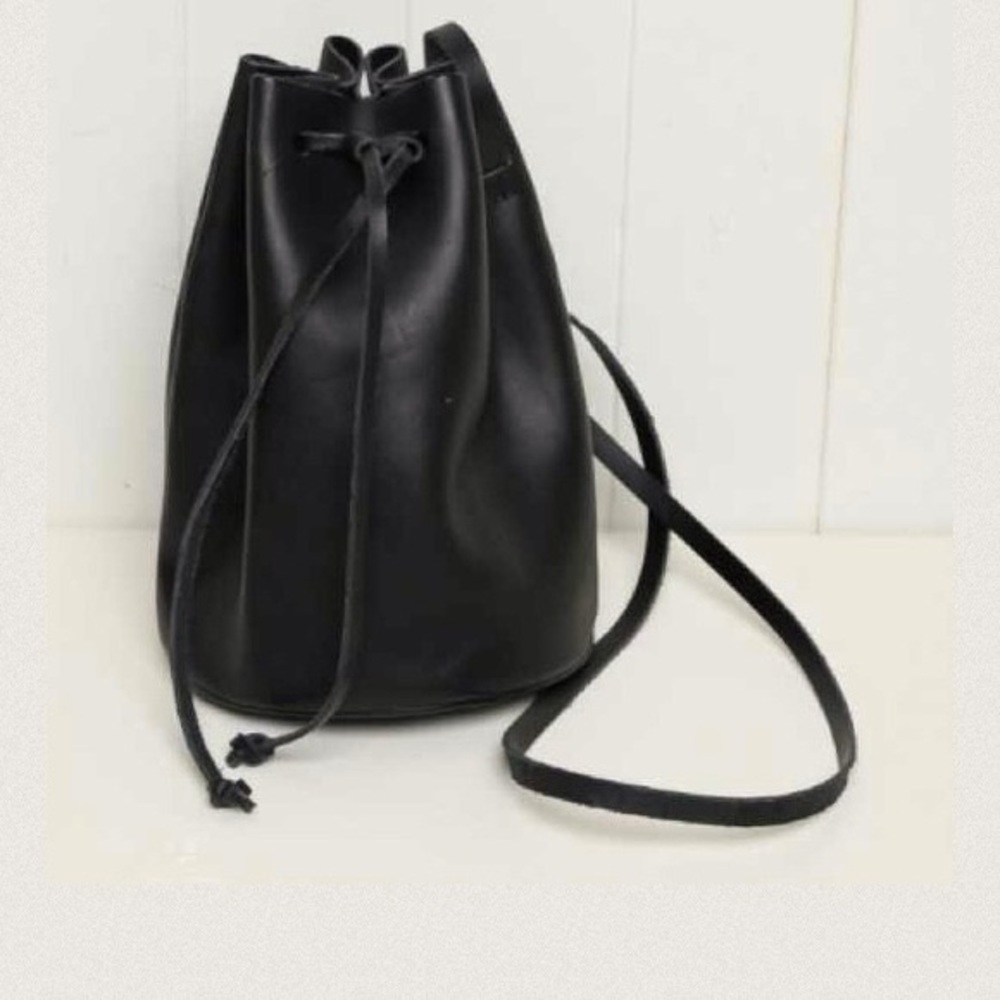 Brandy Melville black leather bucket bag